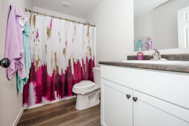 713 Prairie Wind Ave, Callaway, MN 56521 - full bathroom with vanity, wood finished floors, and a shower with shower curtain