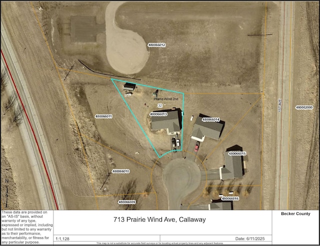 713 Prairie Wind Ave, Callaway, MN 56521 - map of property location featuring property parcel outlined