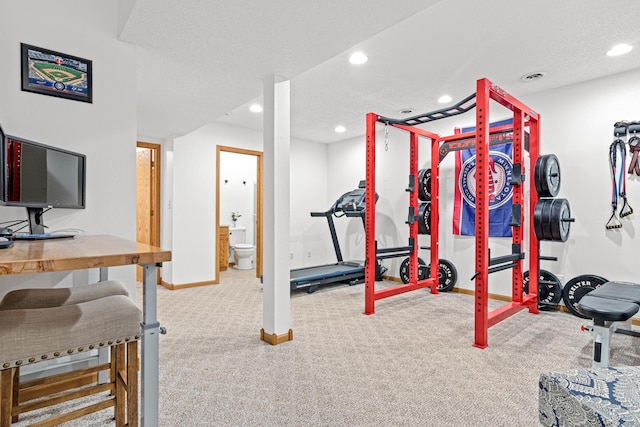 3010 Hazelwood St, Maplewood, MN 55109 - workout area featuring carpet flooring and recessed lighting