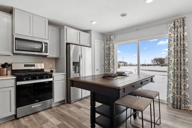 13636 Kaylemore Trl, Rosemount, MN 55068 - kitchen with appliances with stainless steel finishes, light wood finished floors, recessed lighting, a textured ceiling, and light countertops