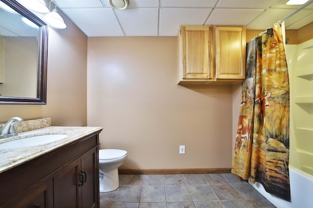 39808 340th Ln, Aitkin, MN 56431 - full bath with vanity, shower / bathtub combination with curtain, and a paneled ceiling