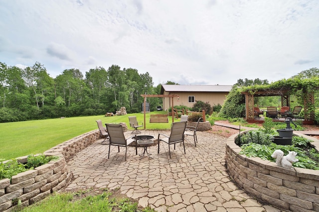 39808 340th Ln, Aitkin, MN 56431 - view of patio / terrace featuring a fire pit and a pergola