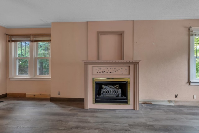 200 27th Ave N, Saint Cloud, MN 56303 - unfurnished living room featuring a fireplace, wood finished floors, and crown molding