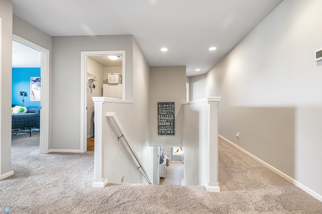 5480 Tanner Ave S, Fargo, ND 58104 - corridor with an upstairs landing, carpet, and recessed lighting
