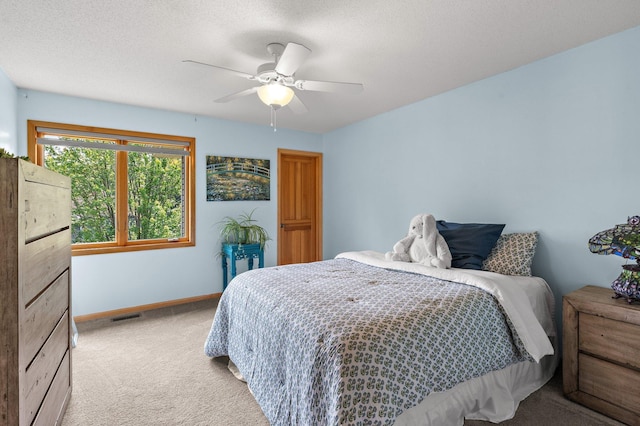 2334 Veterans Memorial Blvd NW, Andover, MN 55304 - bedroom with light colored carpet, a ceiling fan, and a textured ceiling