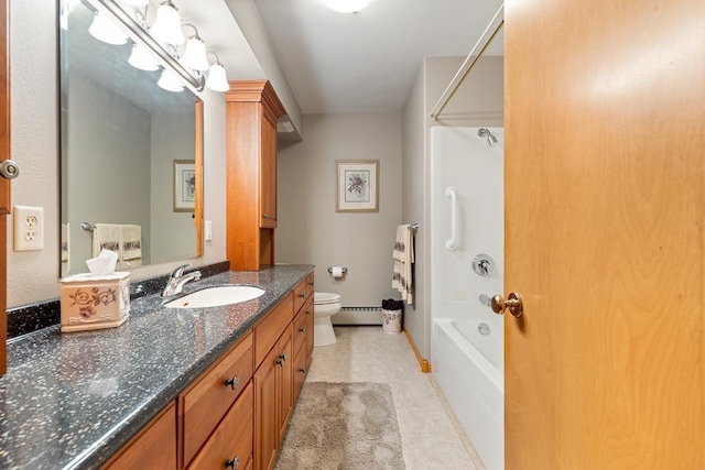 109 Pine Ave N, Canby, MN 56220 - bathroom featuring vanity, baseboard heating, and tub / shower combination