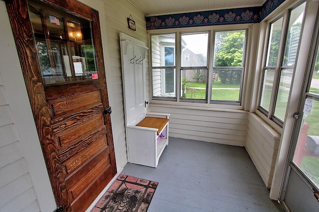 1936 5th St, Red Wing, MN 55066 - sunroom / solarium featuring wood-type flooring and wood walls