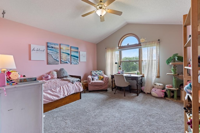 18505 210th Ave NE, Paynesville, MN 56362 - bedroom with carpet floors, lofted ceiling, and a ceiling fan