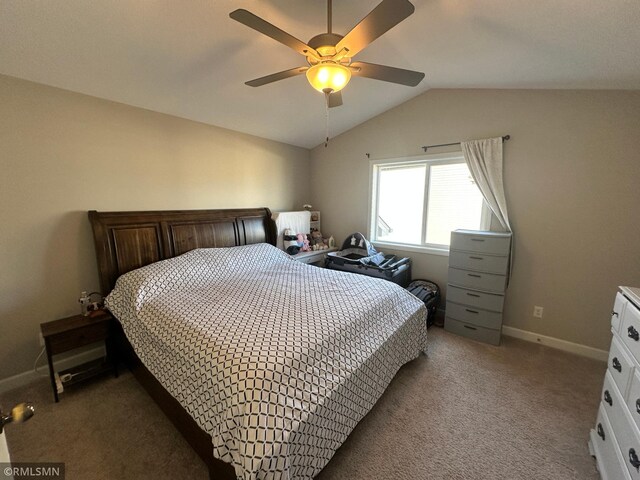 1004 Triumph Trl NE, Isanti, MN 55040 - bedroom with light colored carpet, lofted ceiling, and ceiling fan