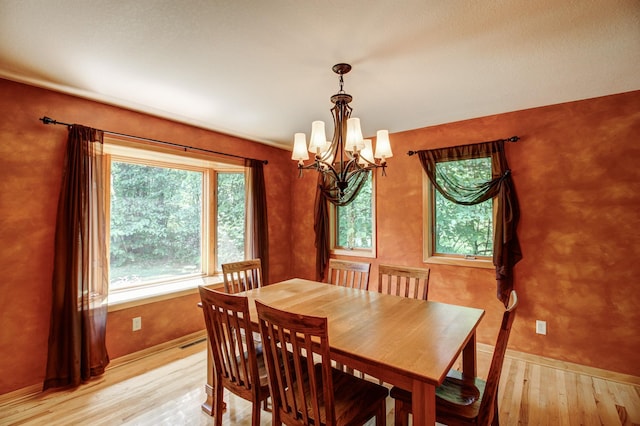 22896 Anchor Dr, Menahga, MN 56464 - dining space featuring light wood-style floors and a chandelier