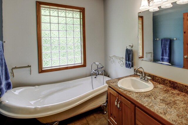 22896 Anchor Dr, Menahga, MN 56464 - full bath with vanity, a bath, and tile patterned flooring