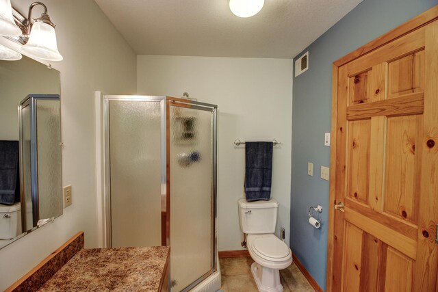 22896 Anchor Dr, Menahga, MN 56464 - full bathroom featuring a stall shower, tile patterned floors, and vanity
