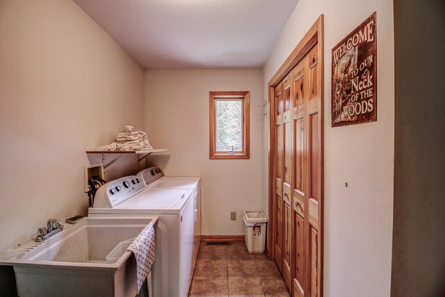 22896 Anchor Dr, Menahga, MN 56464 - laundry area with independent washer and dryer and tile patterned flooring
