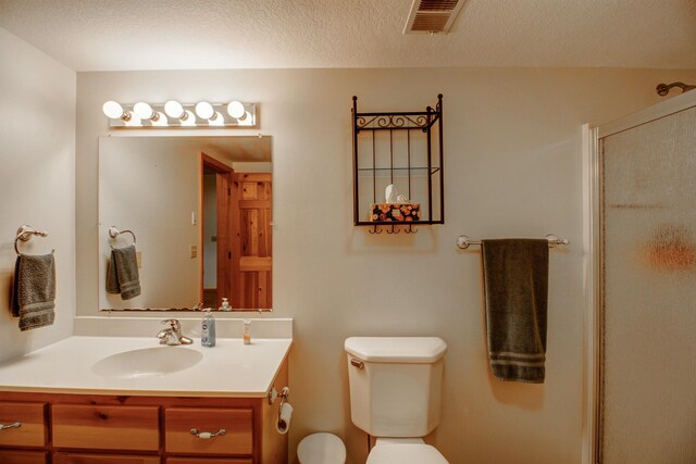 22896 Anchor Dr, Menahga, MN 56464 - full bath featuring vanity, a shower with shower door, and a textured ceiling