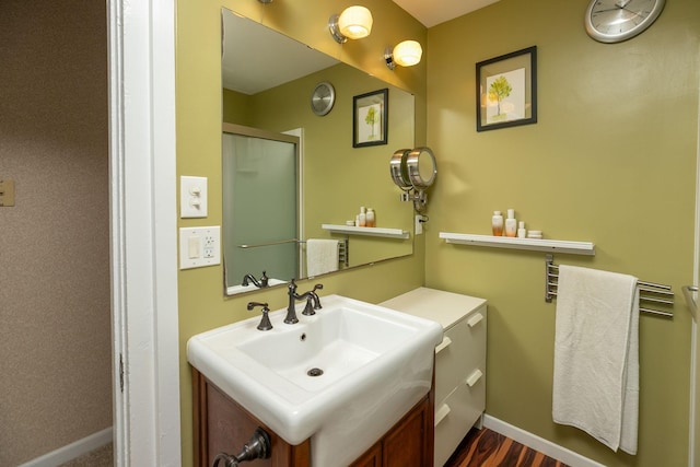 10706 65th Ave SE, Stewartville, MN 55976 - bathroom featuring vanity and a shower with door