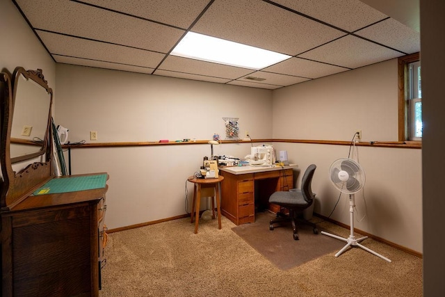 505 1st Ave, Raymond, MN 56282 - carpeted home office featuring a drop ceiling and baseboards