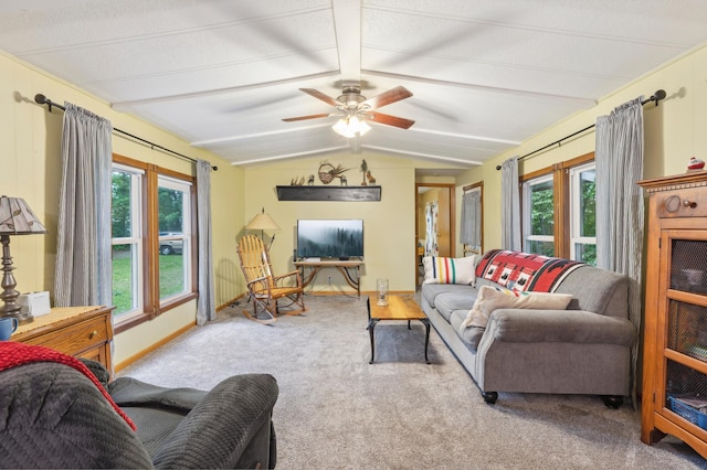 22325 519th Ln, Workman Twp, MN 55760 - living room featuring plenty of natural light, carpet, and ceiling fan