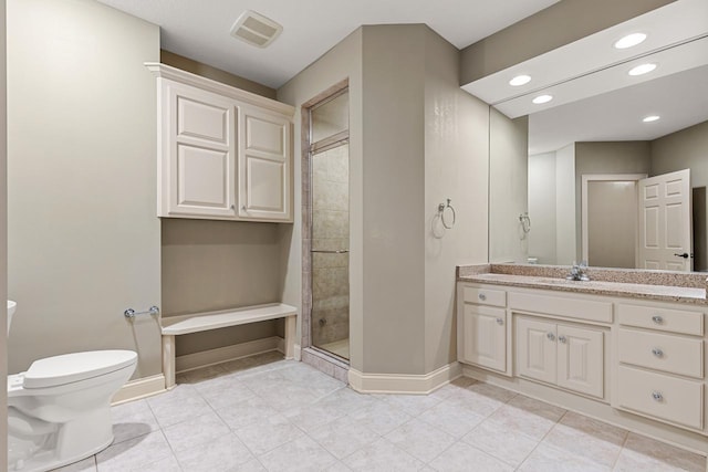 10701 Sonoma Rdg, Eden Prairie, MN 55347 - full bath featuring vanity, recessed lighting, tile patterned floors, and a stall shower