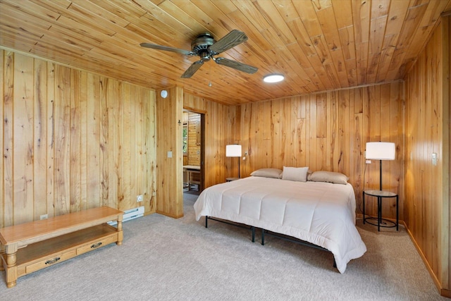 36388 Wabana Rd, Wabana Twp, MN 55744 - bedroom with carpet, wooden ceiling, and wooden walls