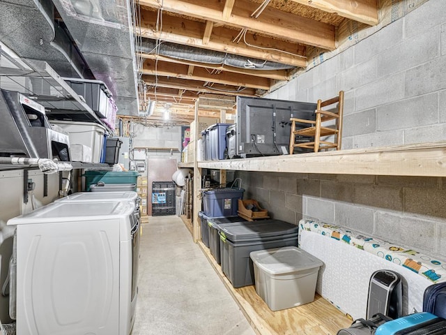 4125 Bridgewater Cir, Vadnais Heights, MN 55127 - unfinished basement featuring washer and clothes dryer
