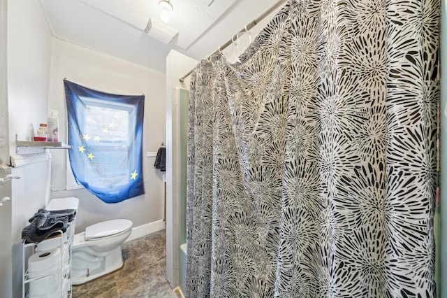 216 Elm St, River Falls, WI 54022 - full bathroom featuring shower / bathtub combination with curtain and stone finish flooring