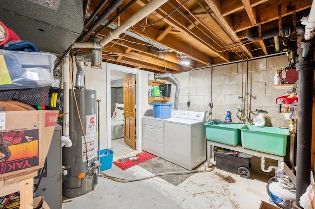 4638 Johnson St NE, Columbia Heights, MN 55421 - unfinished below grade area with gas water heater and washing machine and clothes dryer