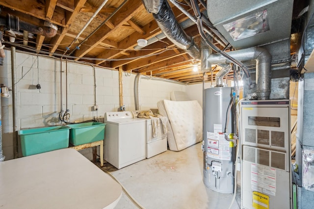 4638 Johnson St NE, Columbia Heights, MN 55421 - unfinished basement with gas water heater, separate washer and dryer, and heating unit