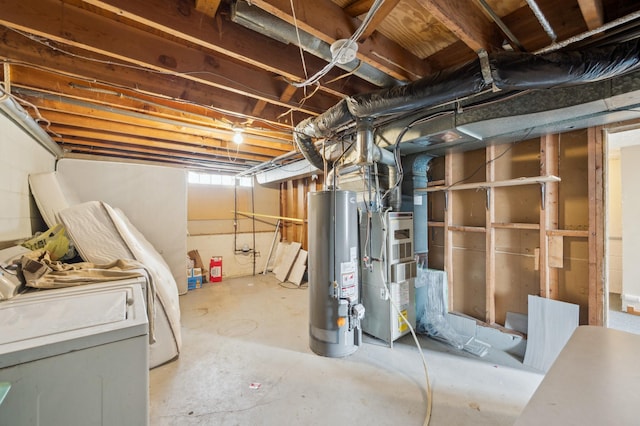 4638 Johnson St NE, Columbia Heights, MN 55421 - below grade area with water heater, washer and dryer, and heating unit