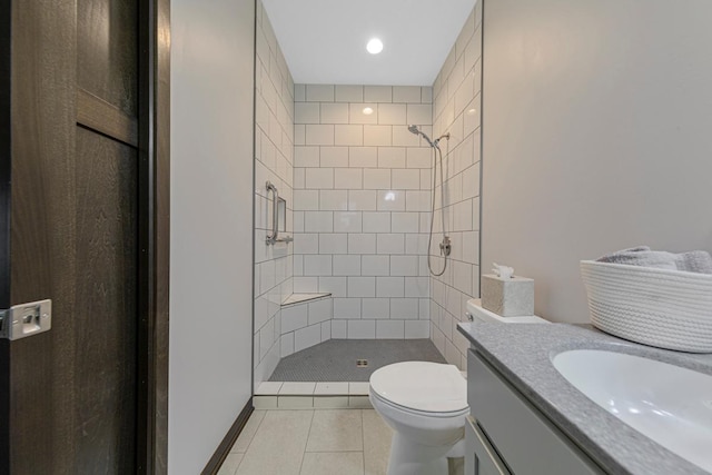 755 Escalade Ln SE, Owatonna, MN 55060 - full bathroom featuring tile patterned floors, a shower stall, vanity, and recessed lighting