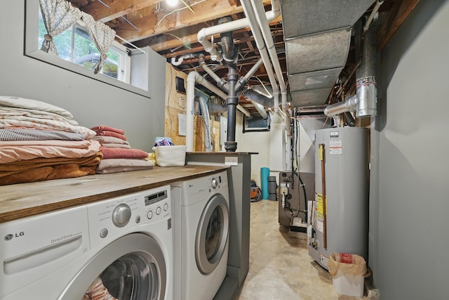 3826 Adair Ave N, Crystal, MN 55422 - laundry area with water heater, washer and clothes dryer, and heating unit