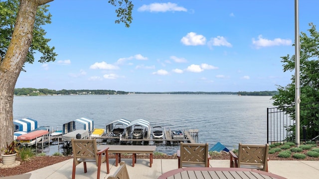 4397 Wilshire Blvd # E305, Mound, MN 55364 - view of patio with a water view and a boat dock
