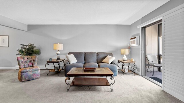 4397 Wilshire Blvd # E305, Mound, MN 55364 - carpeted living area featuring a wall mounted AC and baseboard heating