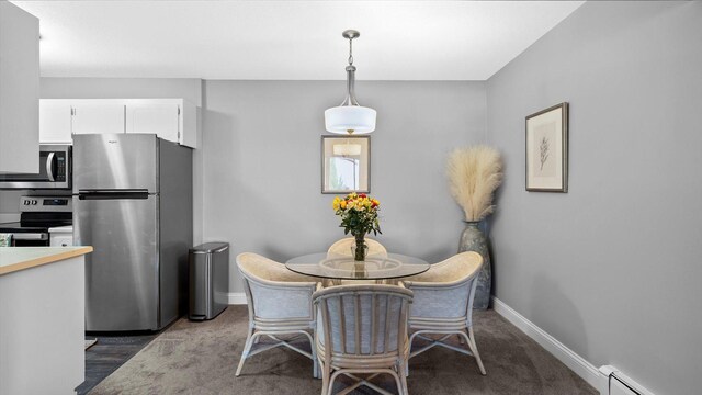 4397 Wilshire Blvd # E305, Mound, MN 55364 - dining area featuring a baseboard heating unit and baseboards