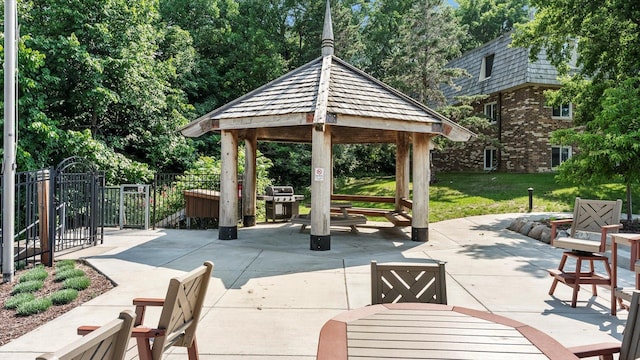 4397 Wilshire Blvd # E305, Mound, MN 55364 - view of patio / terrace with a gazebo, area for grilling, and a gate