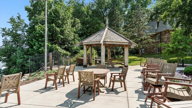 4397 Wilshire Blvd # E305, Mound, MN 55364 - view of patio / terrace featuring a gazebo and outdoor dining area