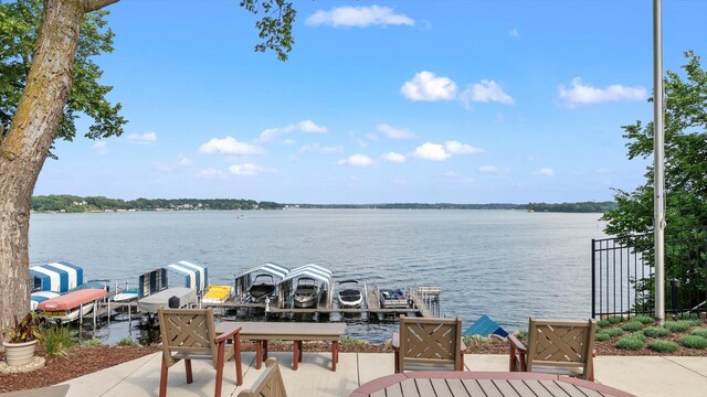 4397 Wilshire Blvd # E305, Mound, MN 55364 - view of patio with a water view and a boat dock