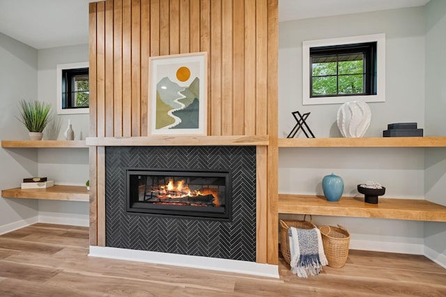 3909 54th St, Edina, MN 55424 - detailed view of wood finished floors, a large fireplace, and an office area