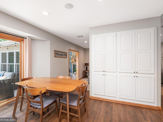 20108 Calgary Trl, Empire Twp, MN 55024 - dining space with dark wood-style floors and recessed lighting