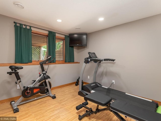 20108 Calgary Trl, Empire Twp, MN 55024 - workout area with wood finished floors and recessed lighting