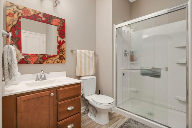 11950 75th St NE, Otsego, MN 55301 - full bathroom with a stall shower, vanity, and wood finished floors