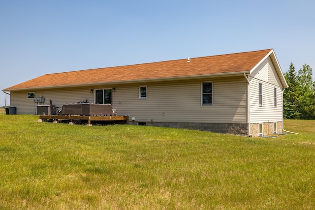 17561 Denkbar Loop, Park Rapids, MN 56470 - rear view of property with a lawn and a wooden deck