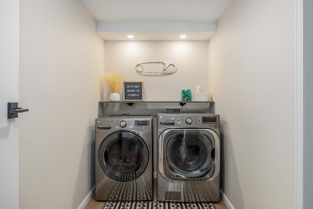 17561 Denkbar Loop, Park Rapids, MN 56470 - laundry room featuring washer and dryer and wood finished floors