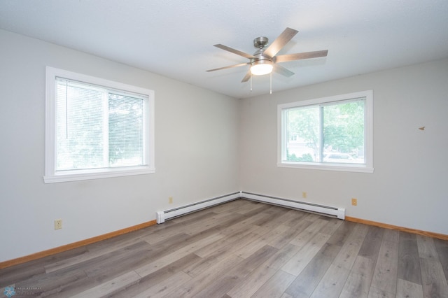 2417 Demores Dr S Unit 2, Fargo, ND 58103 - unfurnished room with a baseboard radiator, wood finished floors, and a ceiling fan