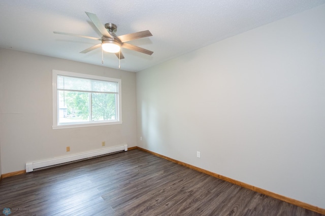 2417 Demores Dr S Unit 2, Fargo, ND 58103 - empty room with a baseboard radiator, dark wood-type flooring, and ceiling fan