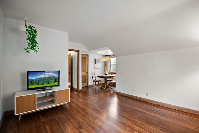 1442 Como Ave, Saint Paul, MN 55108 - living area featuring dark wood-style flooring and vaulted ceiling