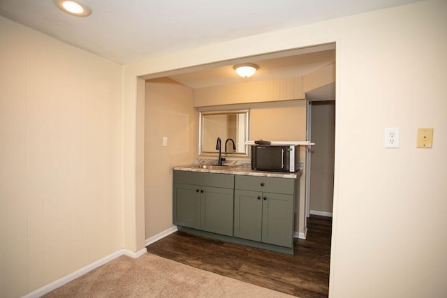 29930 Nathan Ct, Lindstrom, MN 55045 - bar area featuring black microwave and dark wood-style flooring