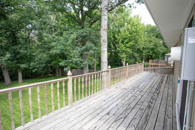 29930 Nathan Ct, Lindstrom, MN 55045 - wooden terrace with a fenced backyard