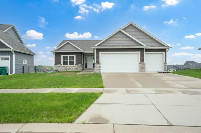 837 Towne Dr NE, Byron, MN 55920 - craftsman inspired home with stone siding, a garage, and driveway