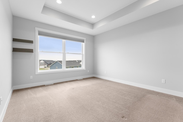 837 Towne Dr NE, Byron, MN 55920 - empty room with carpet floors, a raised ceiling, and recessed lighting