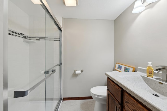 1398 Summit Cir W, Saint Paul, MN 55118 - full bath featuring a stall shower, vanity, and marble look tiles